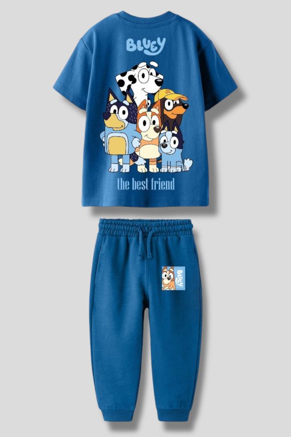 Unisex Children's Bluey Printed Short Sleeve T-Shirt and Elastic Waist Pants Set