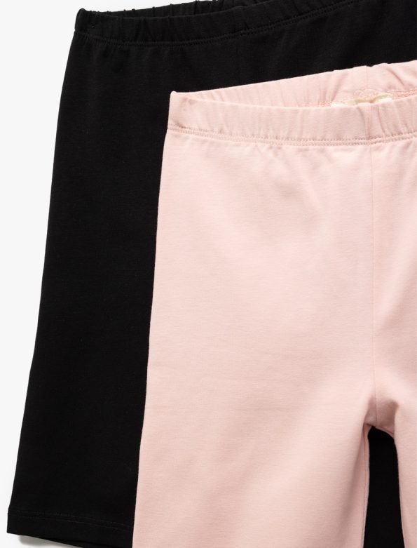 Girls' Cotton Elastic Waist 2-Piece Basic Short Leggings Set