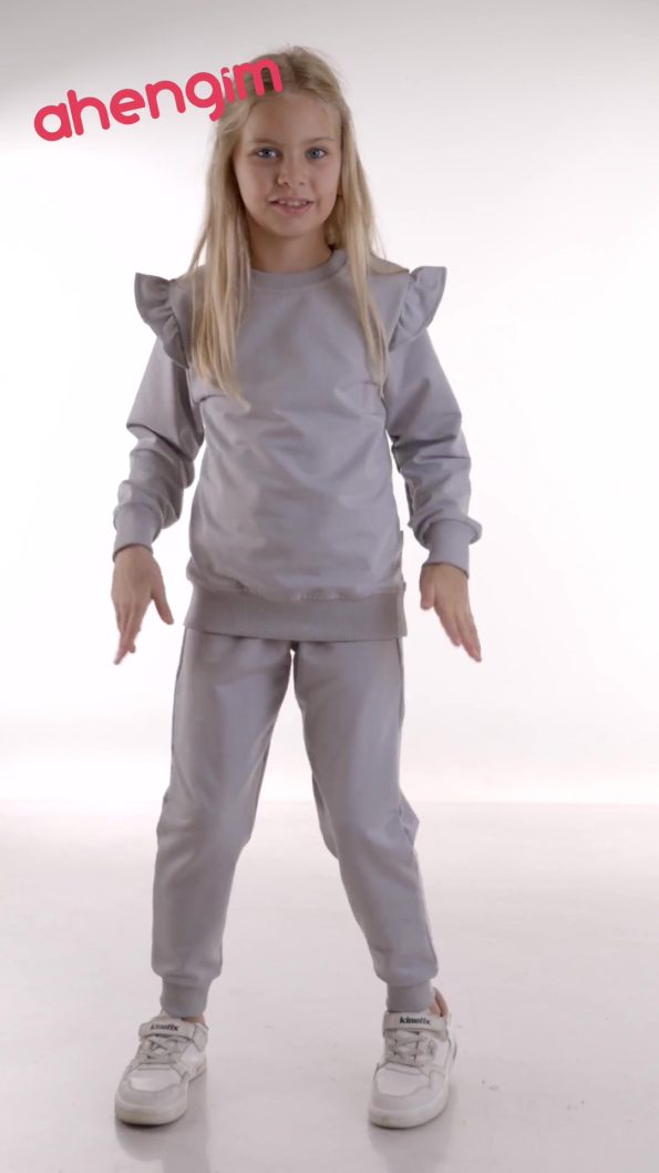 AHENGİM Kids Girls Ruffle Detail Trendy Tracksuit Set