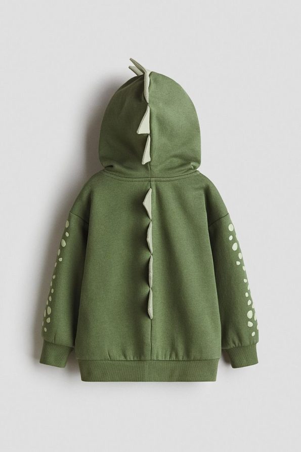 H&M Hooded Zip-Up Top with Appliqué