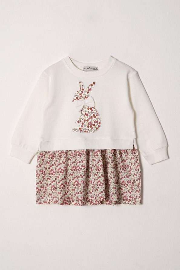 Zepkids Rabbit Print Long Sleeve Sweatshirt Set for Girls