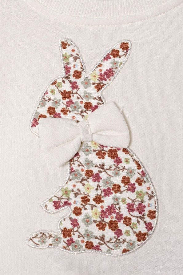 Zepkids Rabbit Print Long Sleeve Sweatshirt Set for Girls
