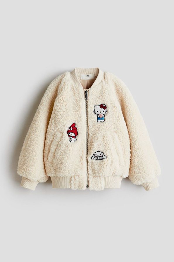 H&M Plush Pilot Jacket with Appliqué