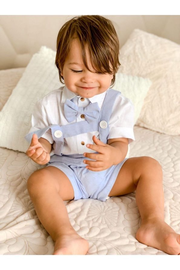 Bohemian Kids Baby Short Overall Set Blue
