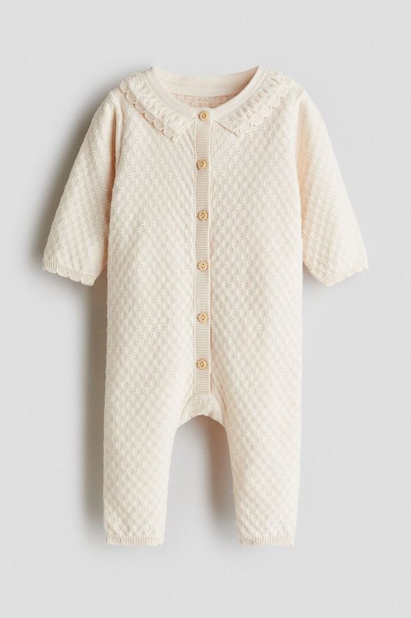 H&M Cotton Textured Knit Jumpsuit