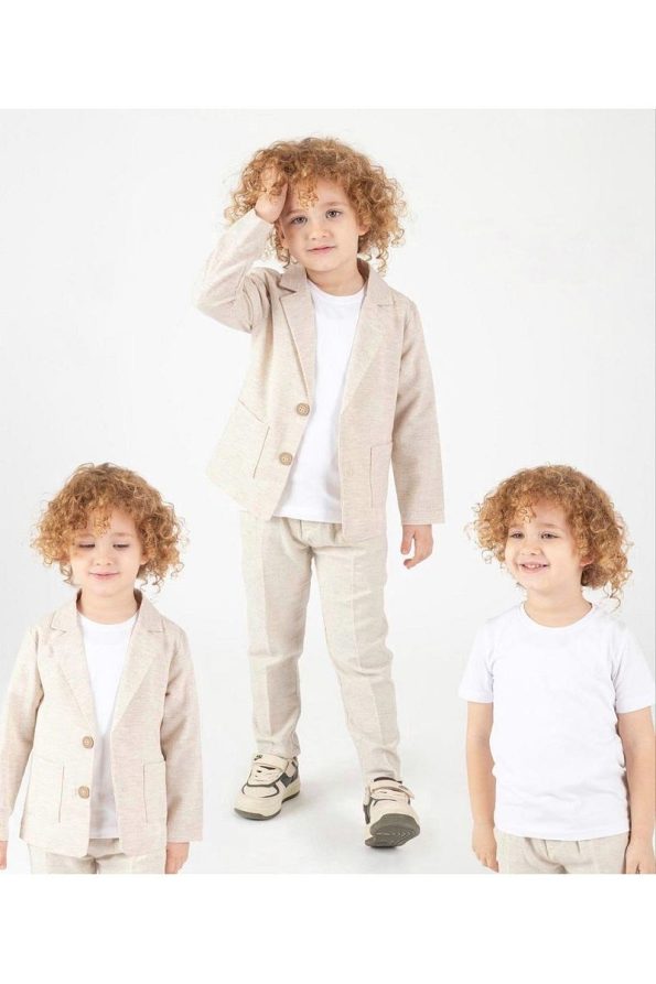 Boys' Linen Suit with Jacket and T-Shirt