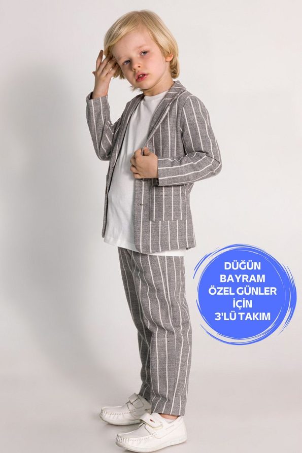 DMB BOYS & GIRLS Premium Summer Linen Boys' 3-Piece Suit