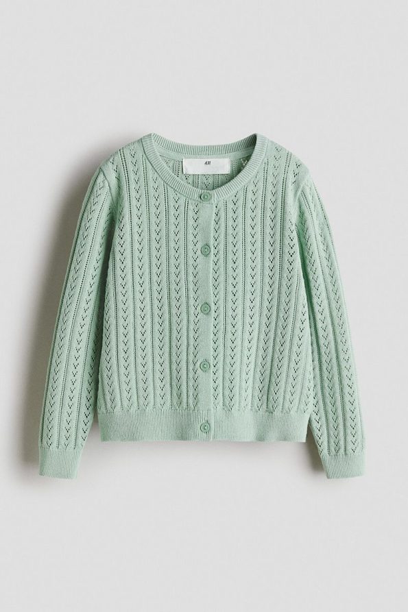 H&M Hole Patterned Cotton Knit Cardigan
