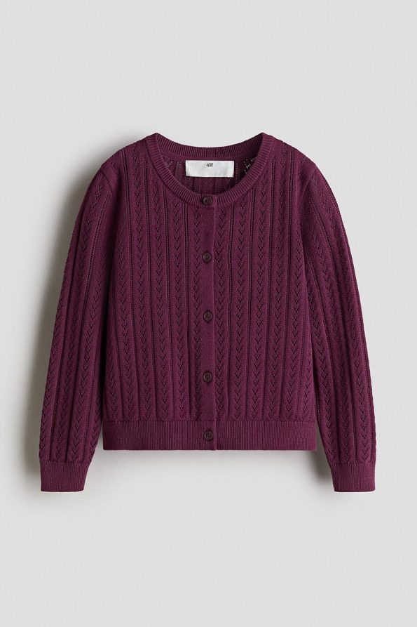 H&M Hole Patterned Cotton Knit Cardigan