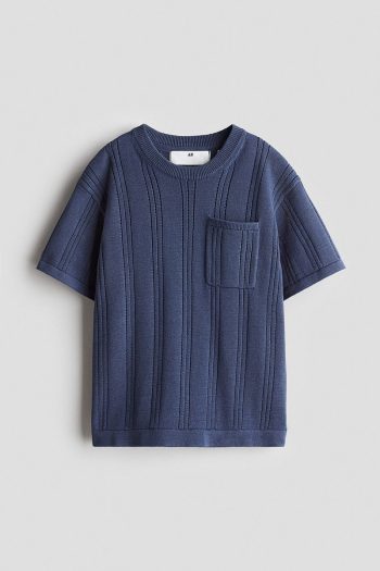 H&M Textured Cotton Knit T-Shirt