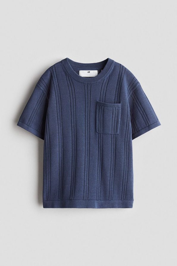 H&M Textured Cotton Knit T-Shirt