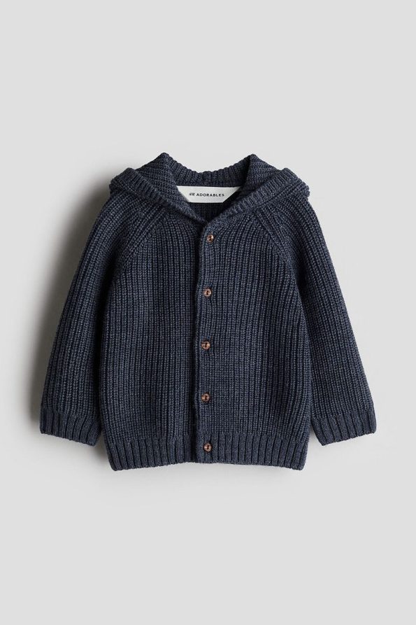 H&M Hooded Wool Knit Cardigan
