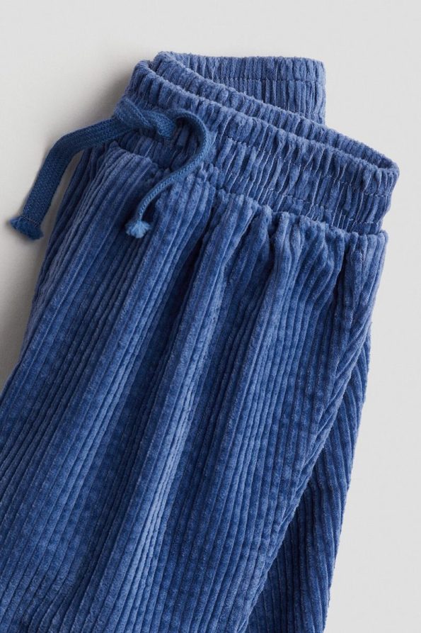 H&M Cotton and Ribbed Velvet Jogger Pants