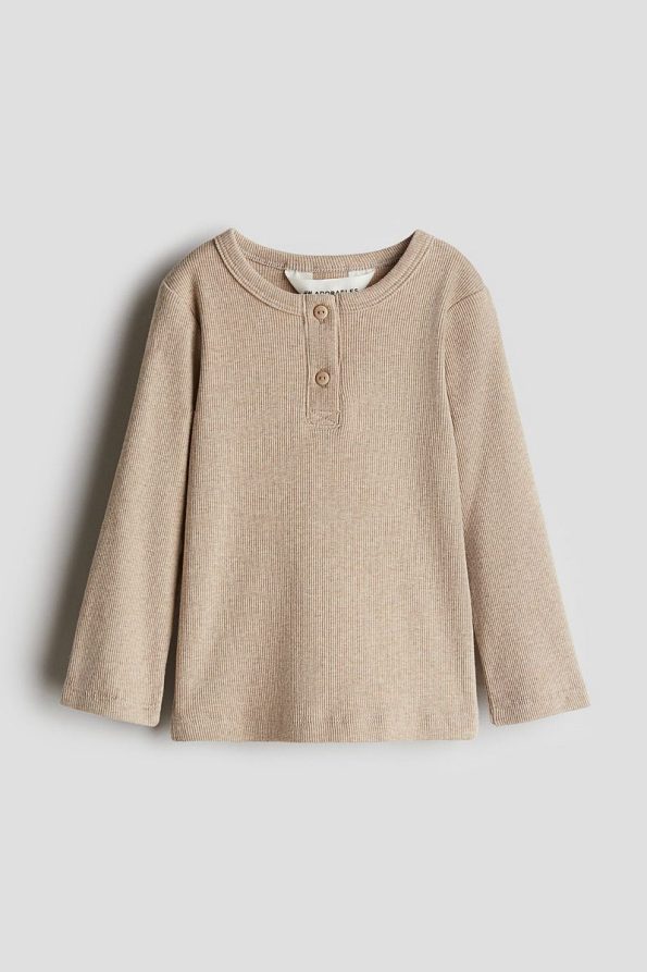 H&M Ribbed Cotton Crew Neck Top