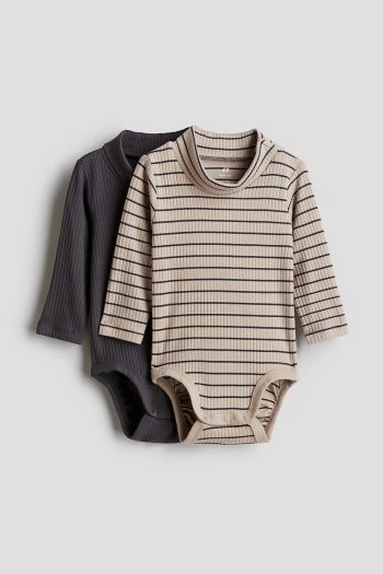 H&M 2-Pack Ribbed Turtleneck Bodysuits