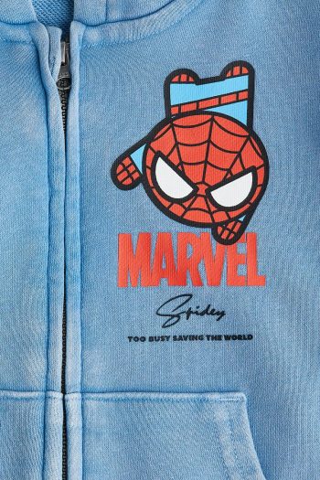 Hooded Zip-Up Printed Top