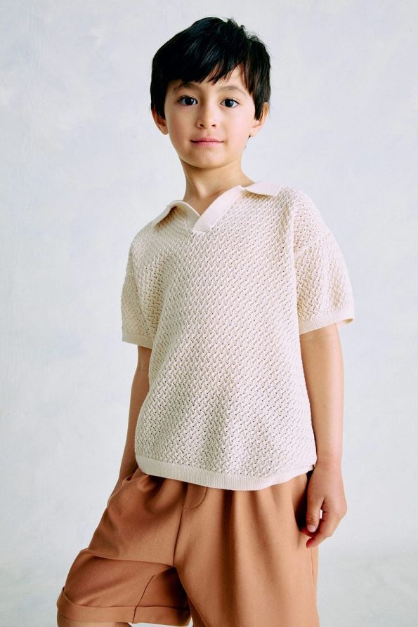 H&M Textured Knit Polo Top