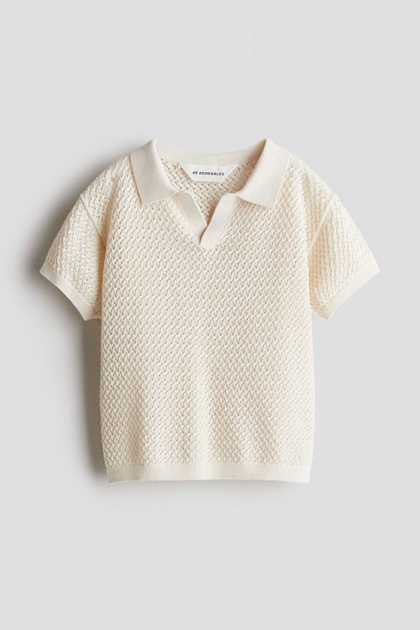 H&M Textured Knit Polo Top