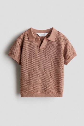 H&M Textured Knit Polo Top