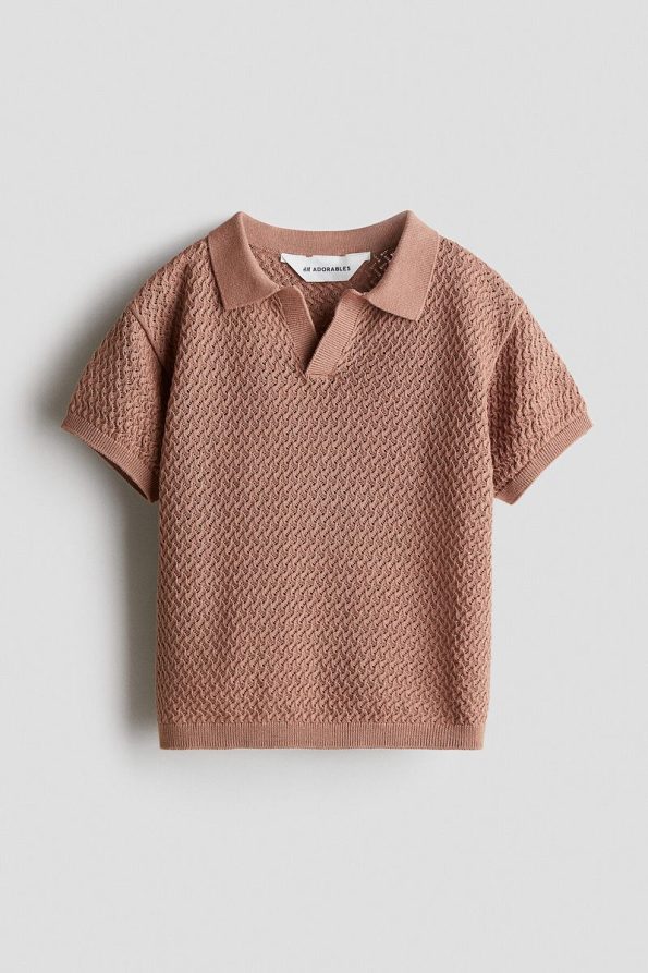 H&M Textured Knit Polo Top