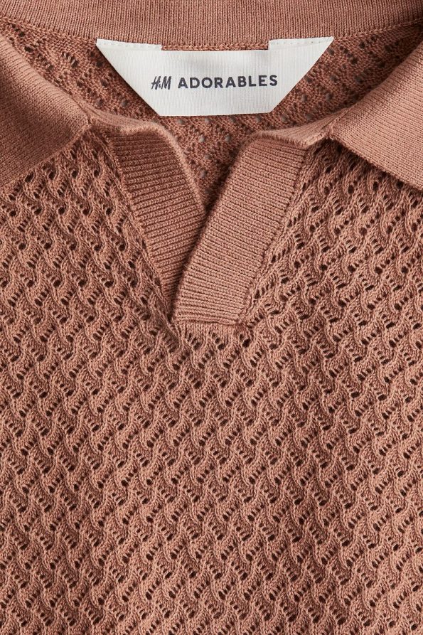 H&M Textured Knit Polo Top