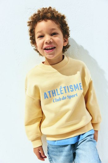 H&M Printed Crew Neck Sweatshirt