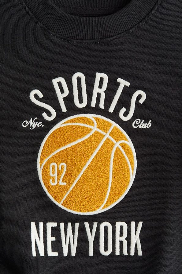 H&M Printed Crew Neck Sweatshirt