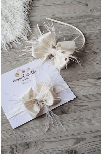 Colorful Baby and Mom Crown Set with Feathers and Bows