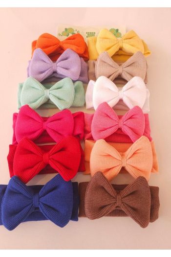 SeherBebeButik Girls' Baby and Children's Ribbed Bow Headband 12-Piece Set