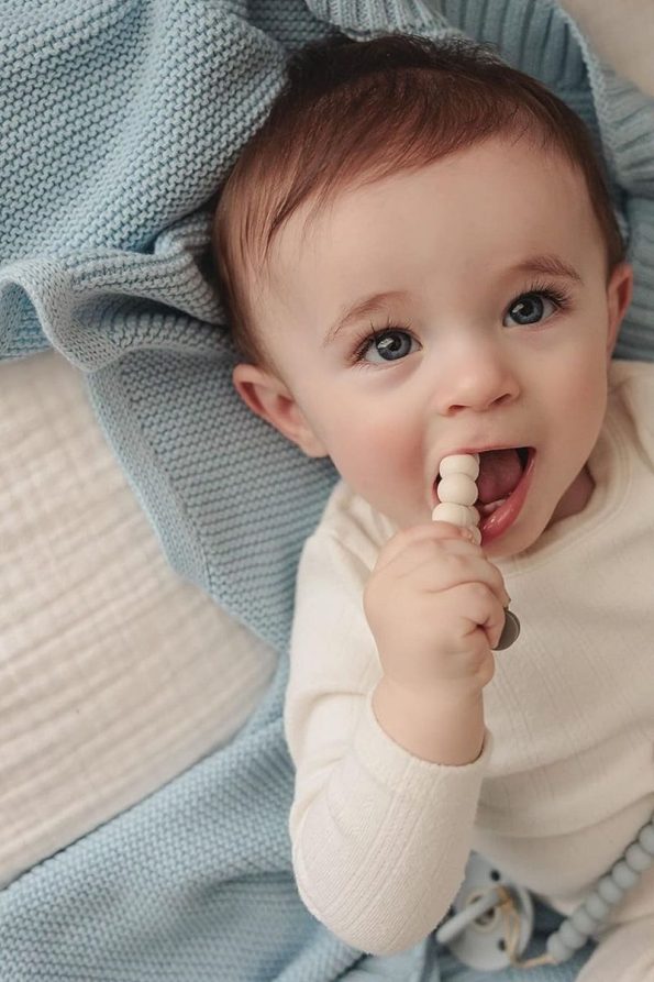 Battani.Co Knit Baby Blanket for Boys and Girls 85cm x 85cm Baby Blue