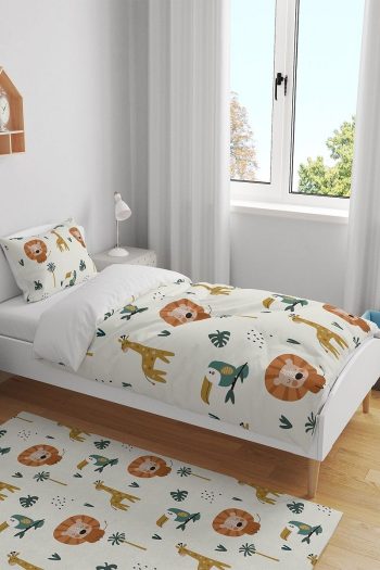 Evpanya Pastel Safari Pattern Single Bed Bedding Set for Kids