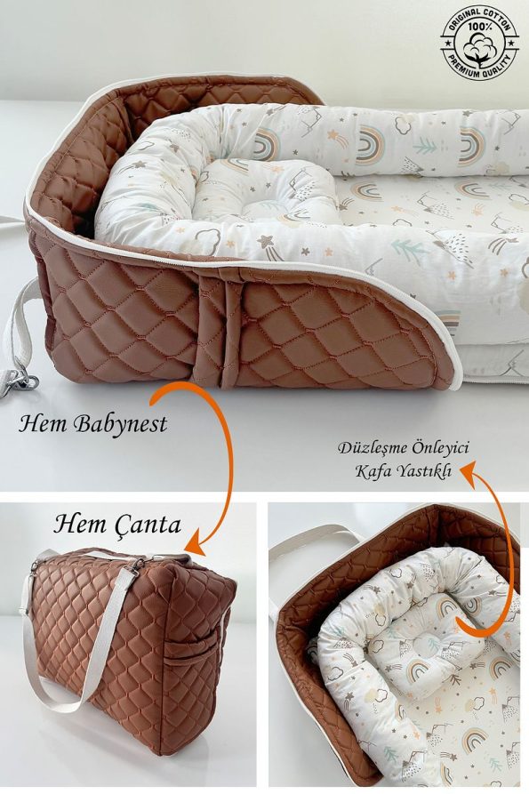 Jaju Baby Nest Premium Coffee Leather Baby Bag