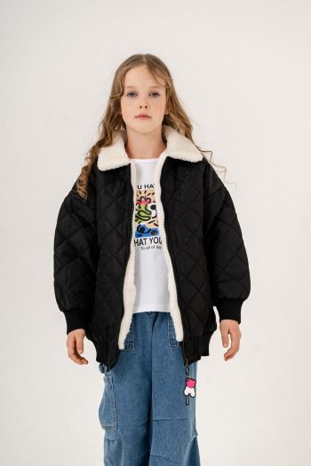 Giyicem Girls' Quilted Puffer Jacket with Fur Lining