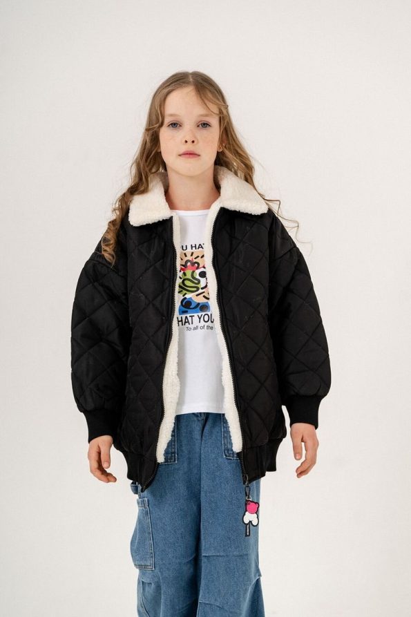 Giyicem Girls' Quilted Puffer Jacket with Fur Lining