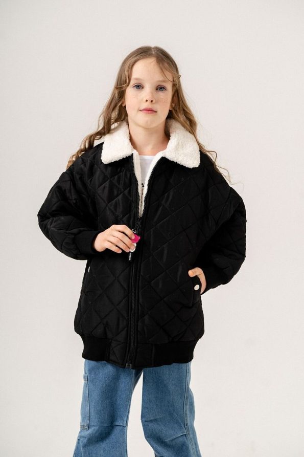 Giyicem Girls' Quilted Puffer Jacket with Fur Lining