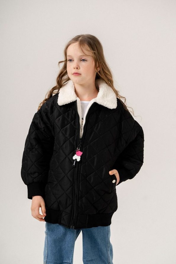 Giyicem Girls' Quilted Puffer Jacket with Fur Lining