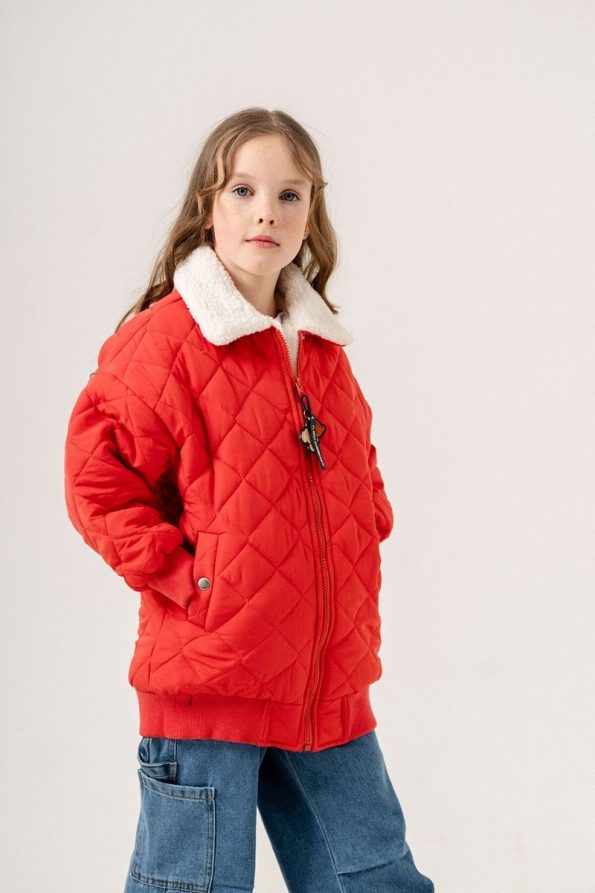 Giyicem Girls' Quilted Puffer Jacket with Fur Lining