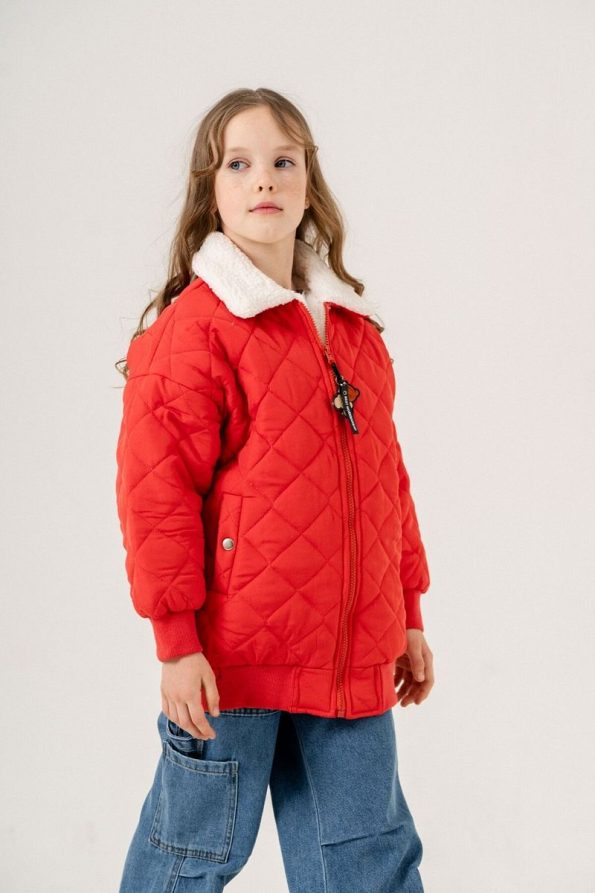 Giyicem Girls' Quilted Puffer Jacket with Fur Lining