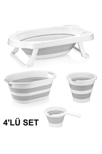HOBBY LİFE Foldable Bath Set Gray 4-Piece Set