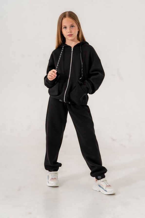 Girls' Zippered Tracksuit with Ribbon Detail