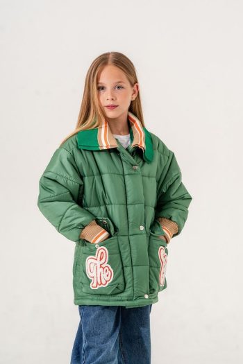 Giyicem Girls' Knitted Collar Puffer Jacket