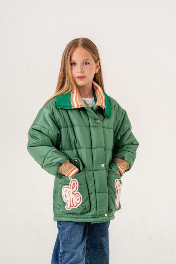 Giyicem Girls' Knitted Collar Puffer Jacket