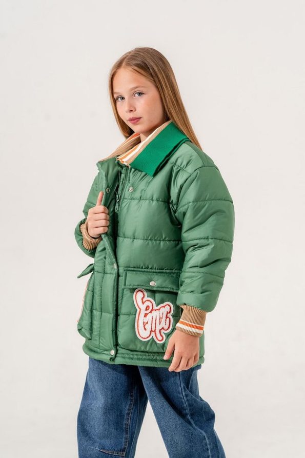 Giyicem Girls' Knitted Collar Puffer Jacket