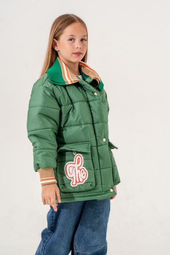 Giyicem Girls' Knitted Collar Puffer Jacket