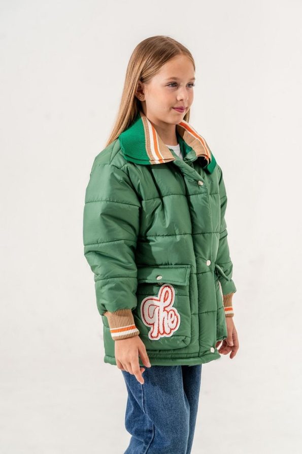 Giyicem Girls' Knitted Collar Puffer Jacket