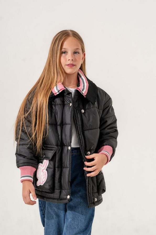 Giyicem Girls' Knit Collar Puffer Jacket