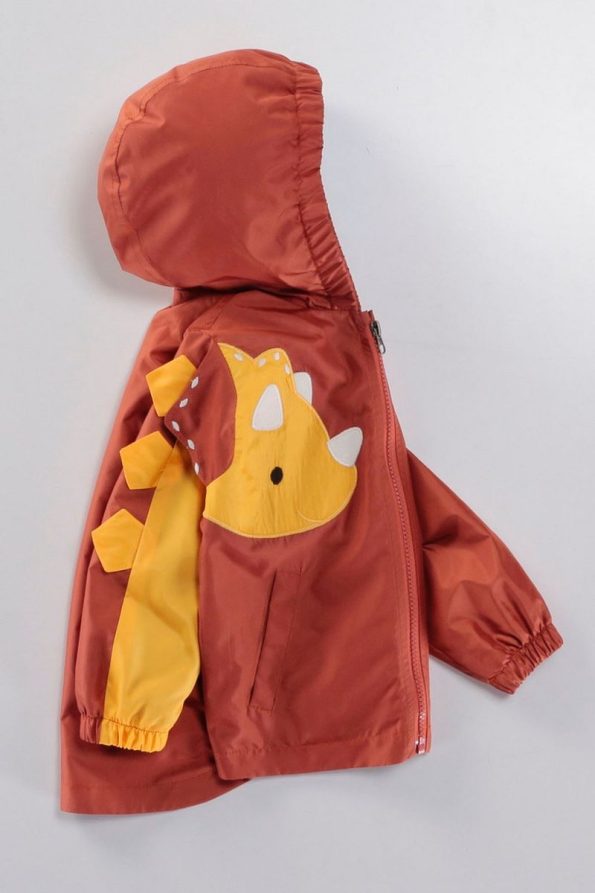 Dinosaur Print Hooded Rain Jacket for Kids