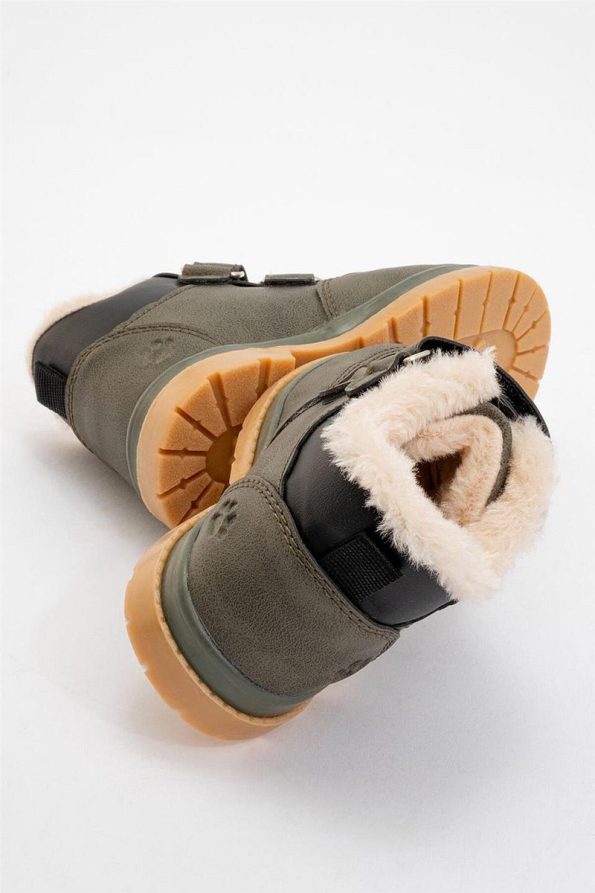 Liger Winter Baby Boots with Fur Lining (Size 22-25) Olive Green