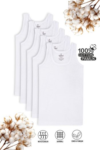 ÖZKAN Boys' 5-Pack Cotton Stretch Tank Tops
