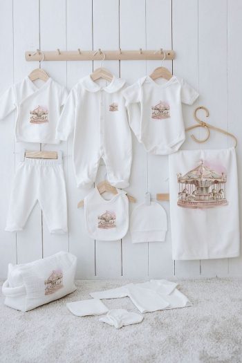 Tuğba Swan Organic 11-Piece Hospital Outfit - Royal Series - Pink Carousel